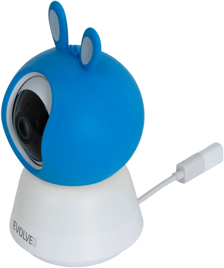 „EVOLVEO Baby Monitorius N5“, vaizdo kūdikių stebėjimo rinkinys su 360° stebėjimu, dvipusiu ryšiu ir lopšinėmis, mėlynas