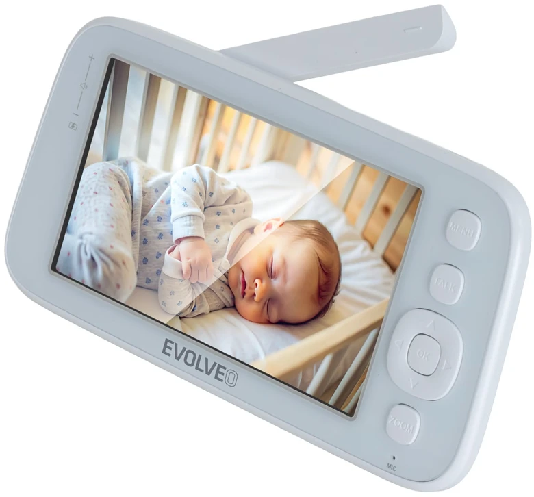 „EVOLVEO Baby Monitorius N5“, vaizdo kūdikių stebėjimo rinkinys su 360° stebėjimu, dvipusiu ryšiu ir lopšinėmis, mėlynas