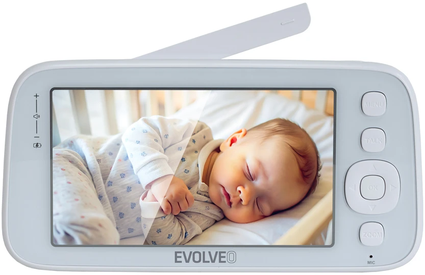 „EVOLVEO Baby Monitorius N5“, vaizdo kūdikių stebėjimo rinkinys su 360° stebėjimu, dvipusiu ryšiu ir lopšinėmis, mėlynas