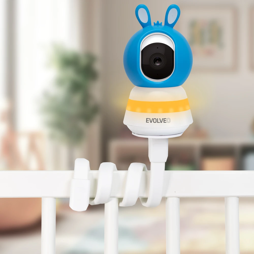 „EVOLVEO Baby Monitorius N5“, vaizdo kūdikių stebėjimo rinkinys su 360° stebėjimu, dvipusiu ryšiu ir lopšinėmis, mėlynas