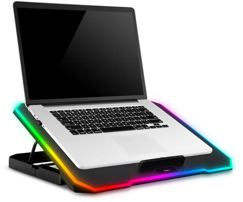 EVOLVEO CoolPro, nešiojamojo kompiuterio aušinimo kilimėlis, 2 ventiliatoriai, RGB foninis apšvietimas, juodas