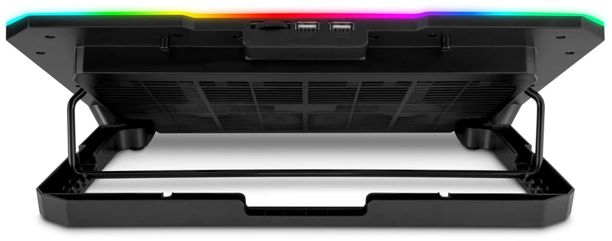EVOLVEO CoolPro, nešiojamojo kompiuterio aušinimo kilimėlis, 2 ventiliatoriai, RGB foninis apšvietimas, juodas