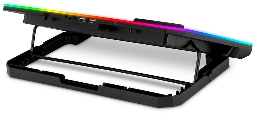 EVOLVEO CoolPro, nešiojamojo kompiuterio aušinimo kilimėlis, 2 ventiliatoriai, RGB foninis apšvietimas, juodas