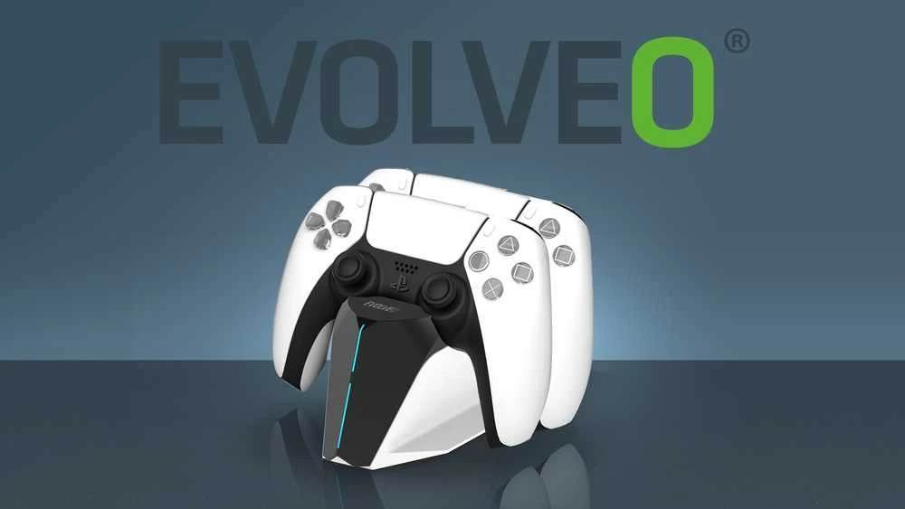 „EVOLVEO DockCharge“, įkrovimo bazė ir stovas dviem PS5 valdikliams