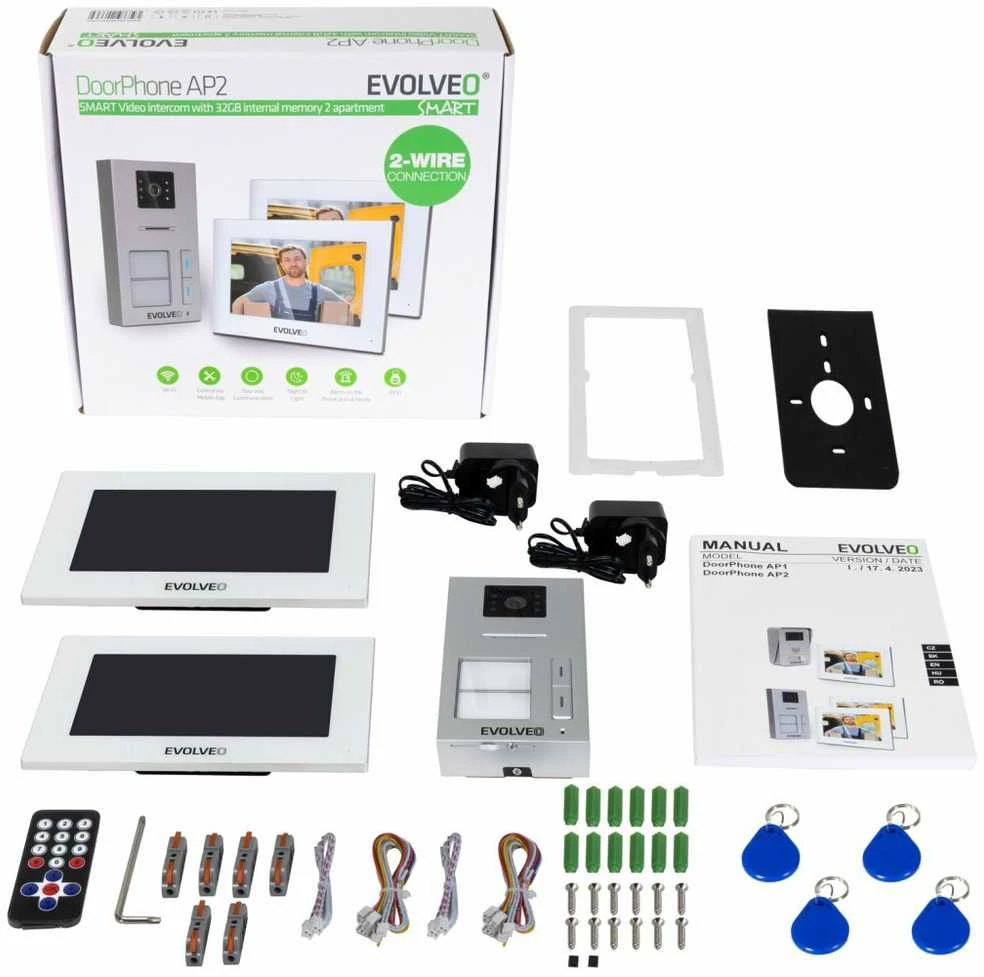 EVOLVEO DoorPhone AP2-2 laidinis vaizdo telefonas dviem butams su programa
