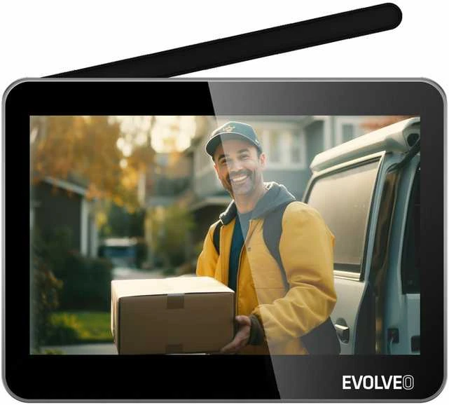 EVOLVEO DoorPhone W7, namų belaidžio vaizdo durų telefono rinkinys su WiFi juodo sidabro monitoriumi