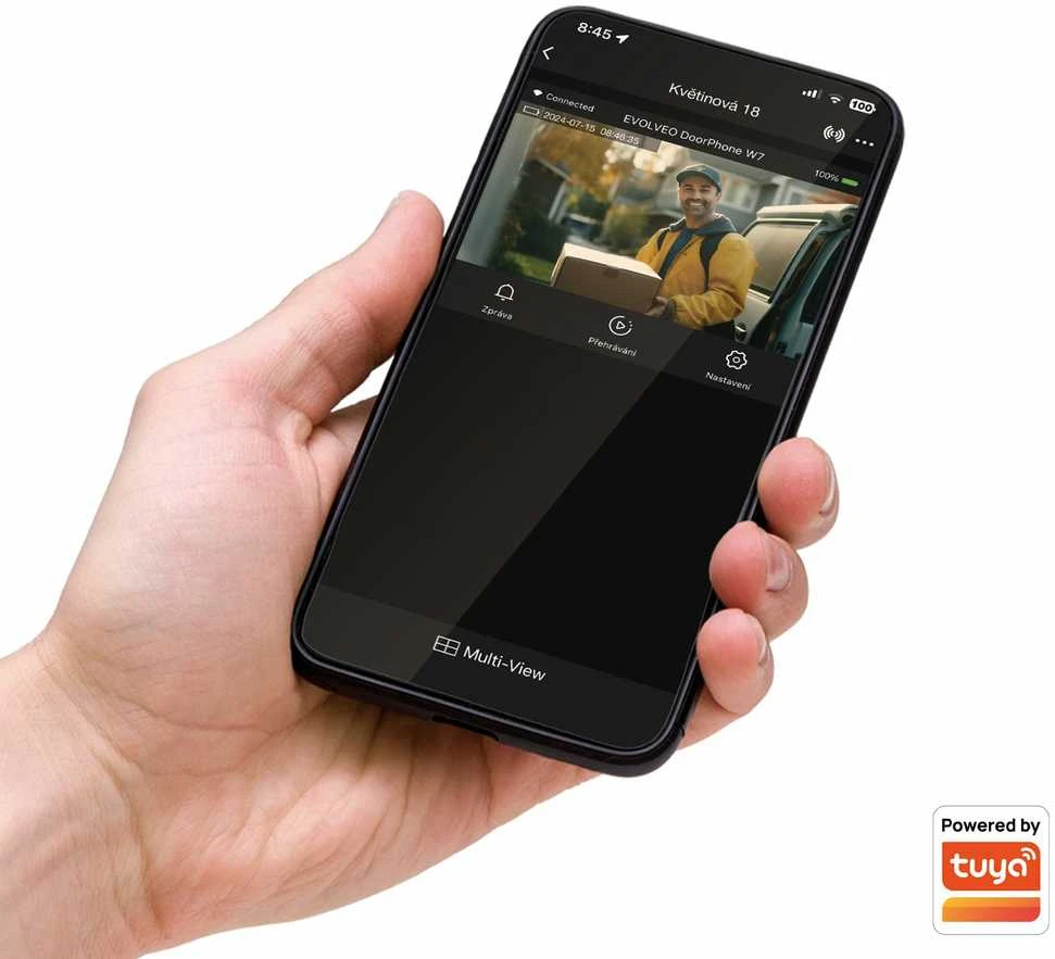 EVOLVEO DoorPhone W7, namų belaidžio vaizdo durų telefono rinkinys su WiFi juodo sidabro monitoriumi