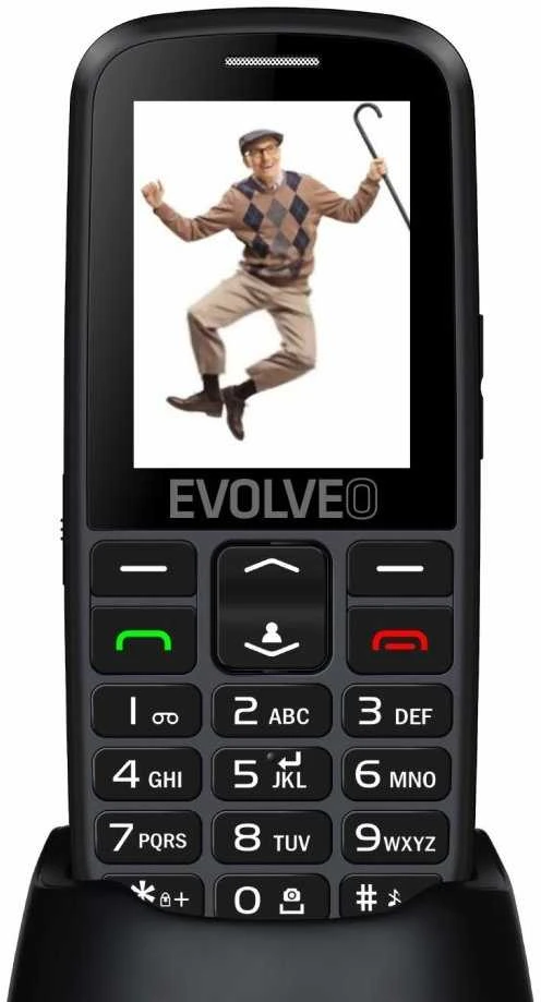 Mobilusis telefonas Evolveo EasyPhone EG mobilusis telefonas senjorams su pakroveju juoda