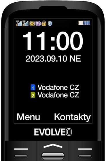 Išmanusis telefonas Evolveo EasyPhone FS, atverčiamas mobilusis telefonas 2.8" senjorams su įkrovimo stovu (geltonos spalvos)