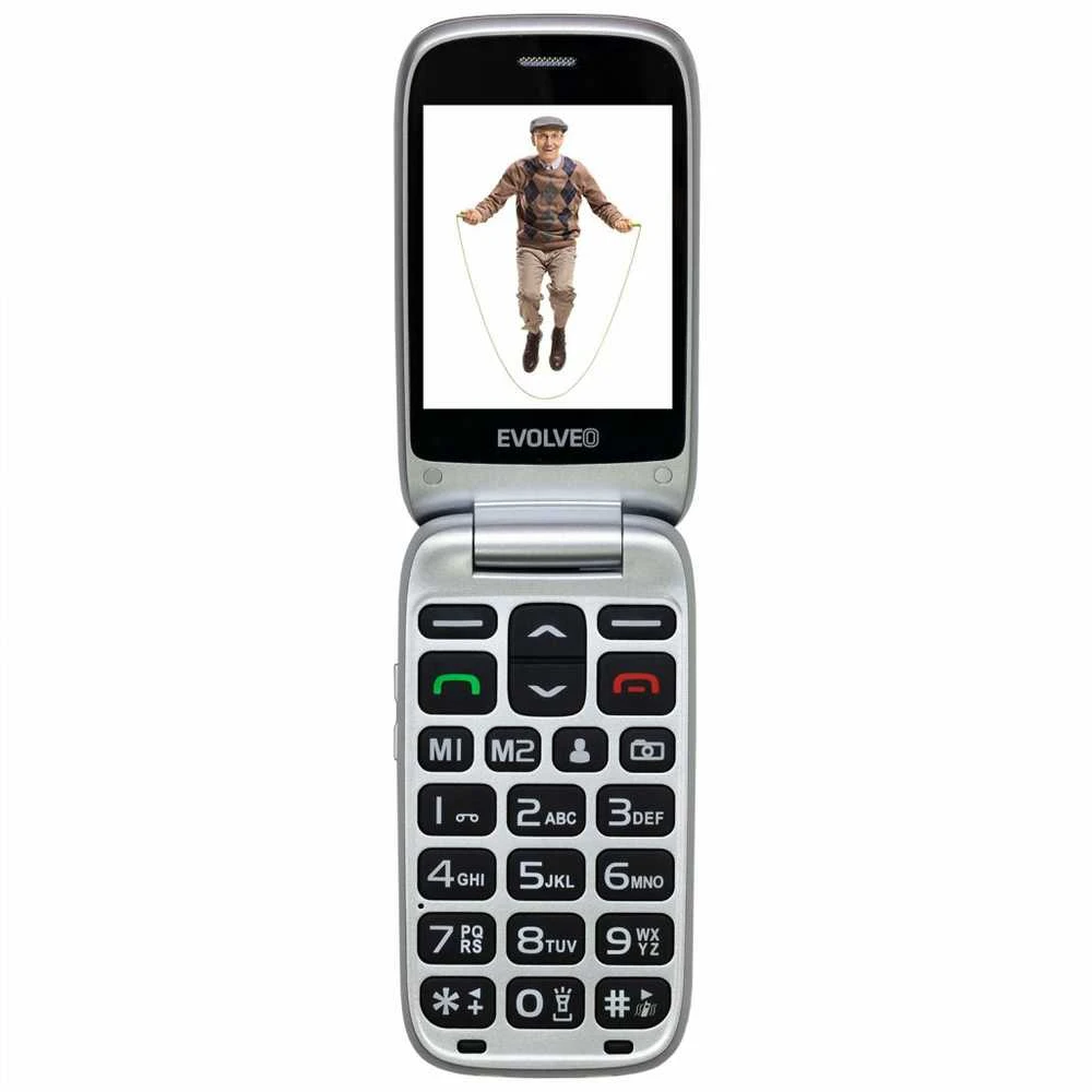 Mobilusis telefonas Evolveo EasyPhone FS, vyklápěcí mobilní telefon 2.8'' pro seniory s nabíjecím stojánkem (raudona barva)