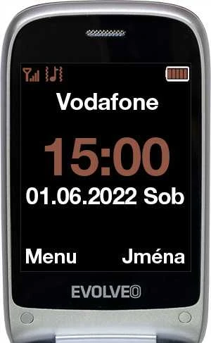 Mobilusis telefonas Evolveo EasyPhone FS, vyklápěcí mobilní telefon 2.8'' pro seniory s nabíjecím stojánkem (raudona barva)