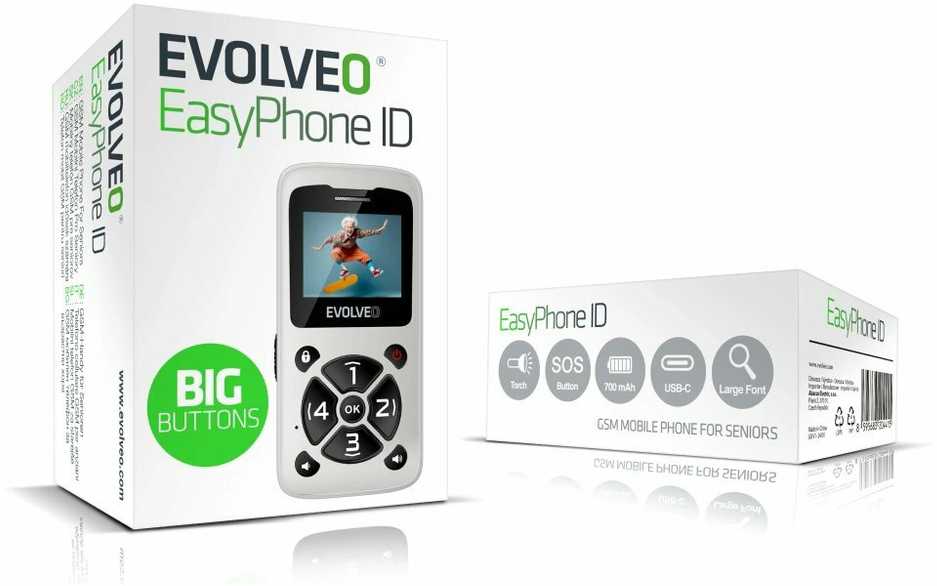 EVOLVEO Mobilus telefonas senjorams EasyPhone ID, baltas