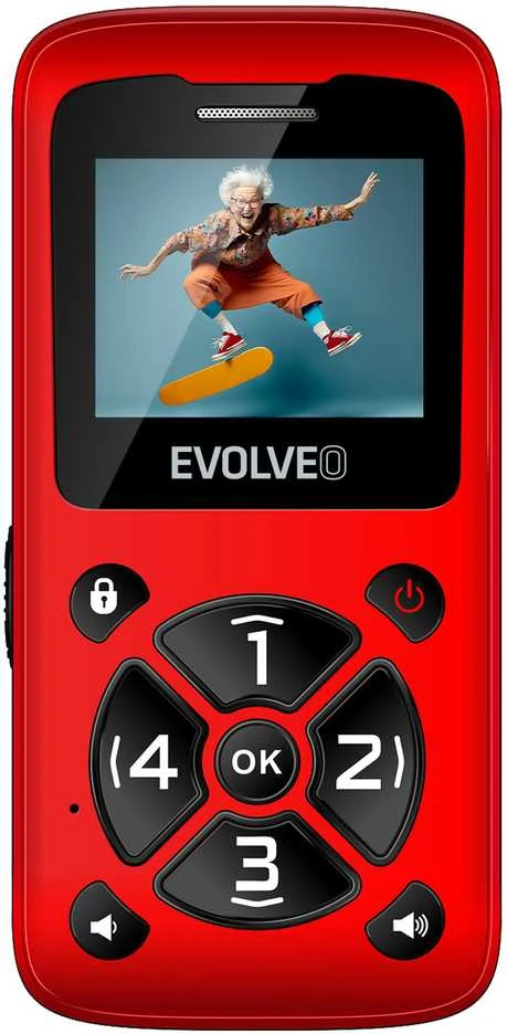 EVOLVEO Mobilus telefonas senjorams EasyPhone ID, raudonas