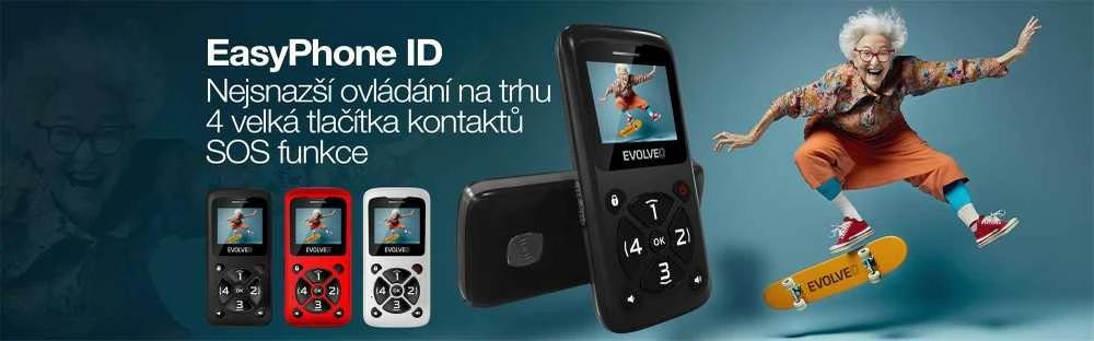 EVOLVEO Mobilus telefonas senjorams EasyPhone ID, raudonas
