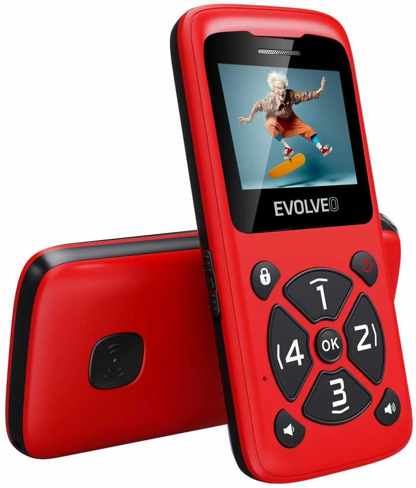 EVOLVEO Mobilus telefonas senjorams EasyPhone ID, raudonas