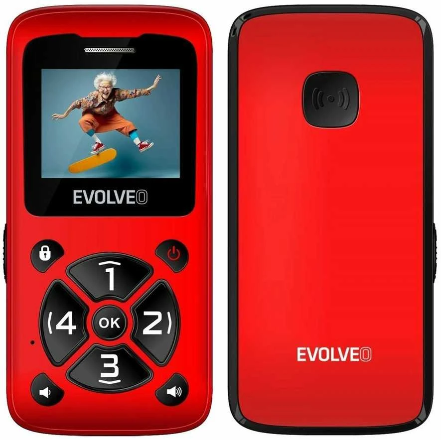 EVOLVEO Mobilus telefonas senjorams EasyPhone ID, raudonas