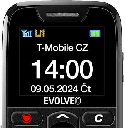EVOLVEO EasyPhone, mobilusis telefonas senjorams su įkrovimo stovu, juodas