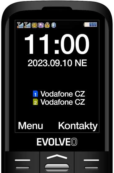 Mobilusis telefonas „Evolveo EasyPhone XO“, senjorams skirtas mobilusis telefonas su įkrovimo stovu, juodas