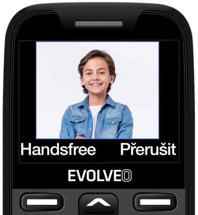 „Evolveo EasyPhone XR“ mobilusis telefonas senjorams su juodu įkrovikliu