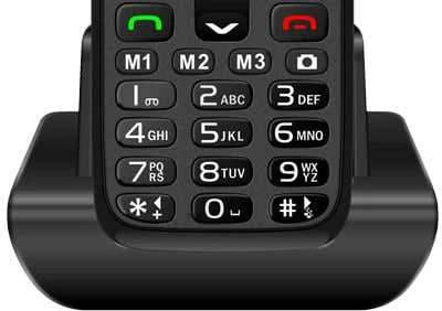 „Evolveo EasyPhone XR“ mobilusis telefonas senjorams su juodu įkrovikliu