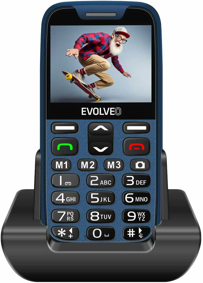 EVOLVEO EasyPhone XR, mobilusis telefonas senjorams su įkrovimo stovu, mėlynas
