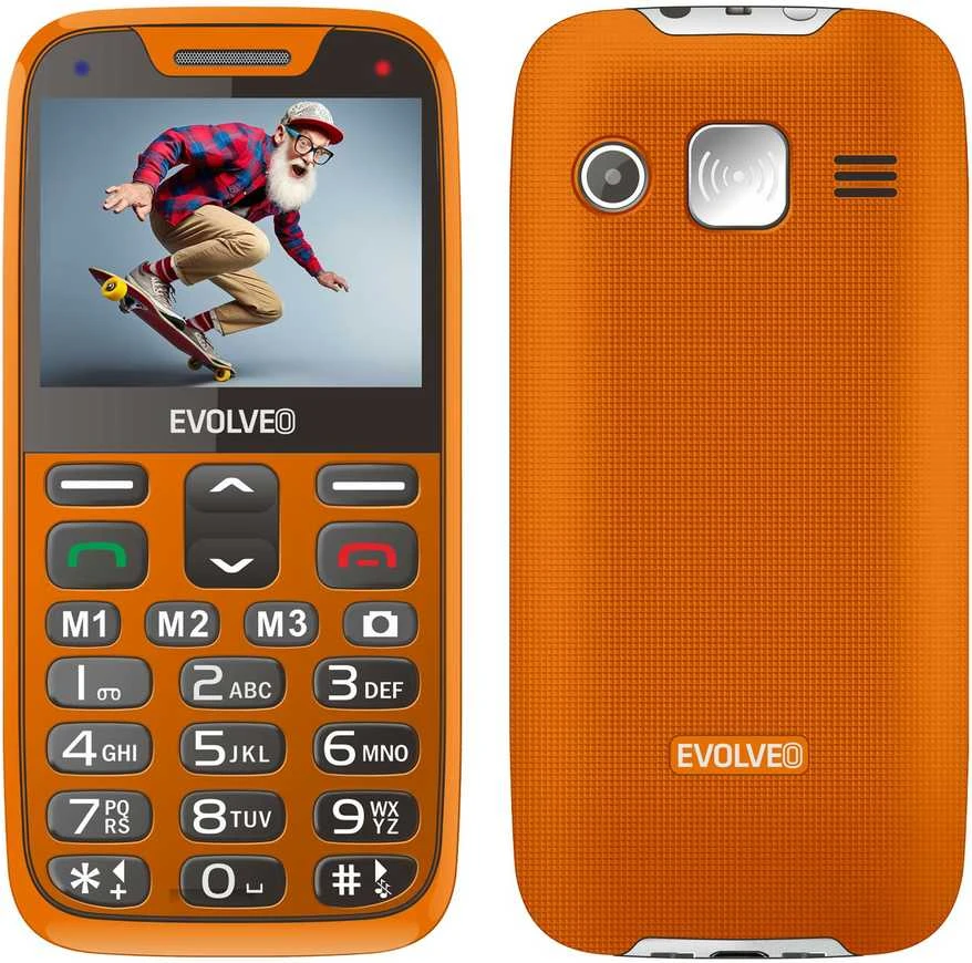EVOLVEO EasyPhone XR, mobilusis telefonas senjorams su įkrovimo stovu, oranžinis