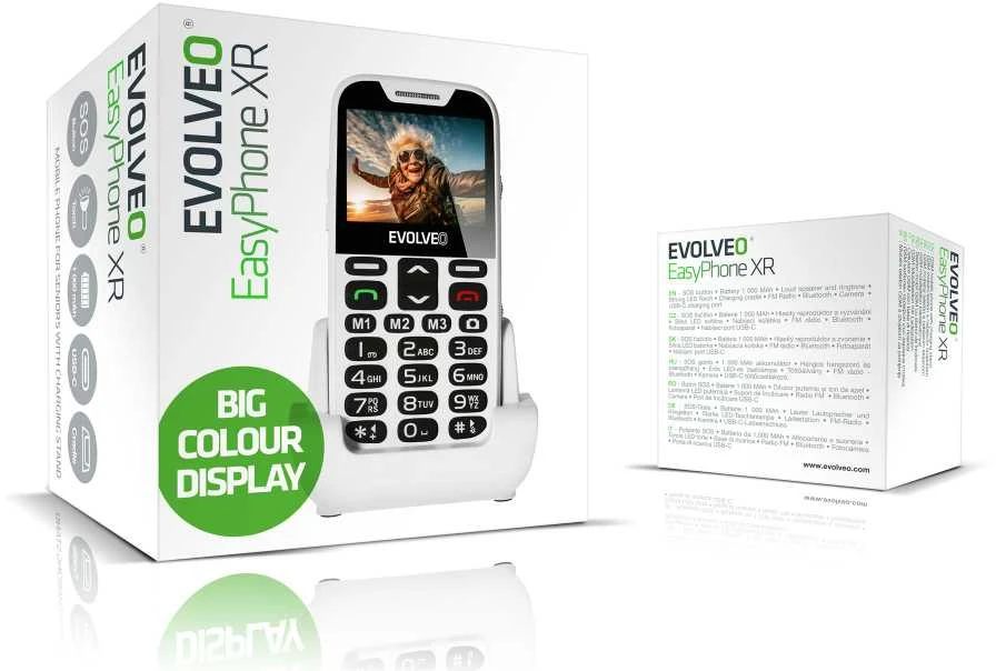 EVOLVEO EasyPhone XR + stovas baltas