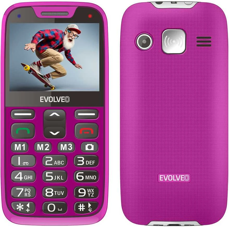 EVOLVEO EasyPhone XR, mobilusis telefonas senjorams su įkrovimo stovu, rožinė