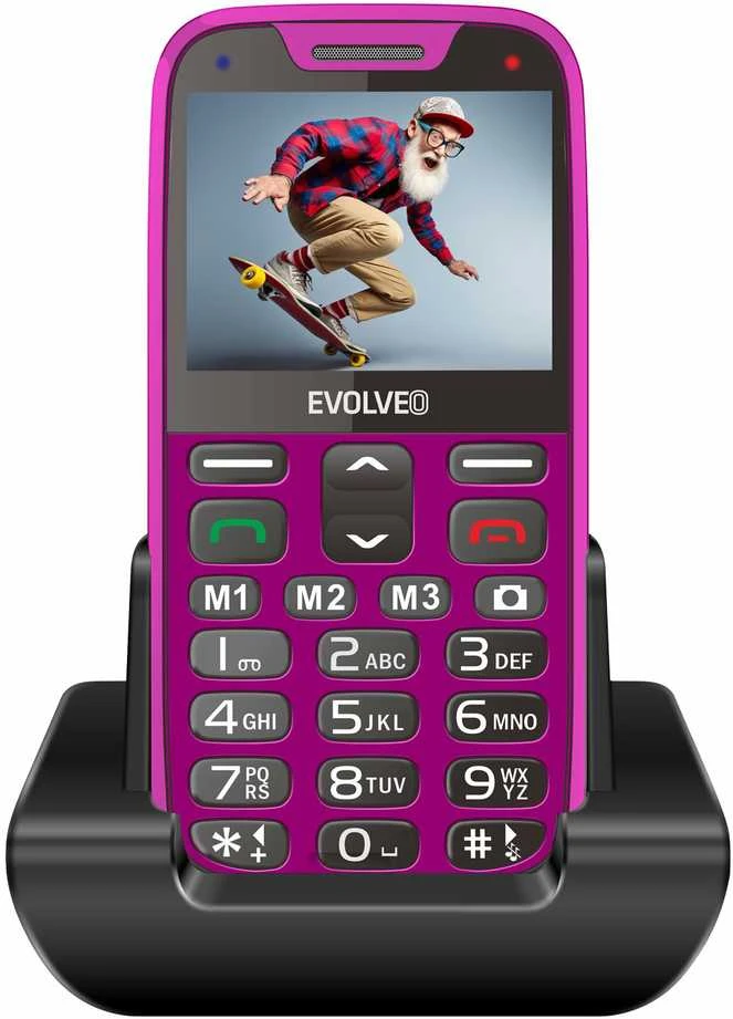 EVOLVEO EasyPhone XR, mobilusis telefonas senjorams su įkrovimo stovu, rožinė