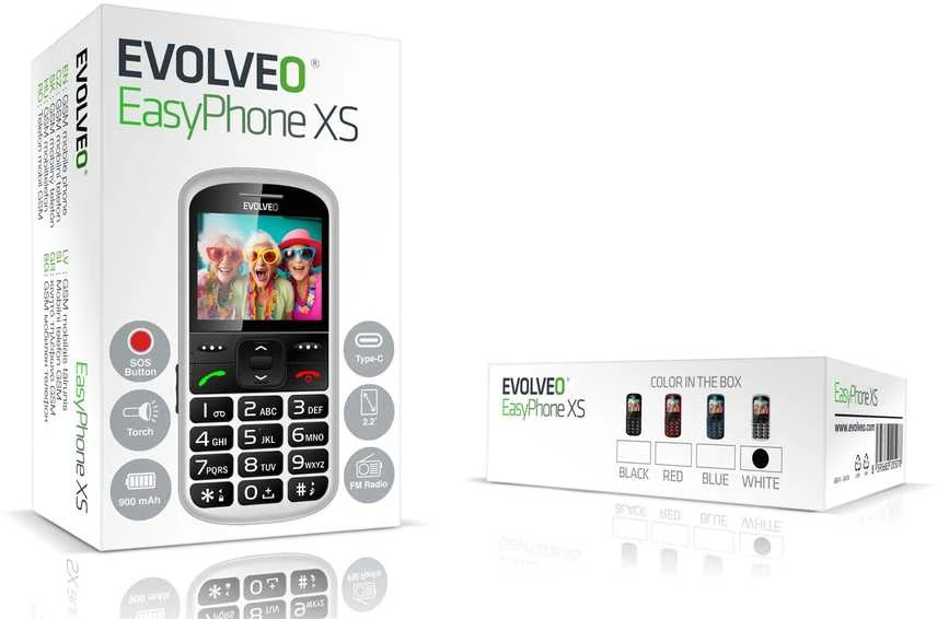 EVOLVEO EasyPhone XS, mobilusis telefonas senjorams, baltas
