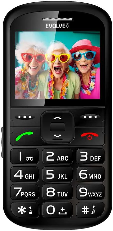 EVOLVEO EasyPhone XS, mobilusis telefonas senjorams, juodas