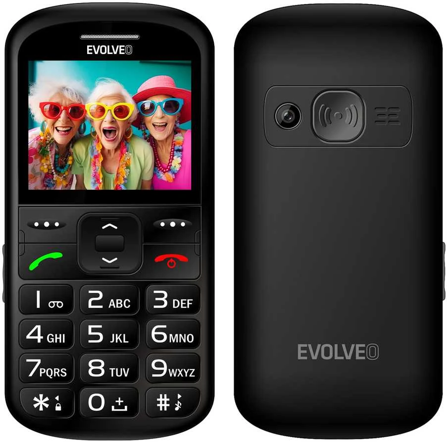 EVOLVEO EasyPhone XS, mobilusis telefonas senjorams, juodas