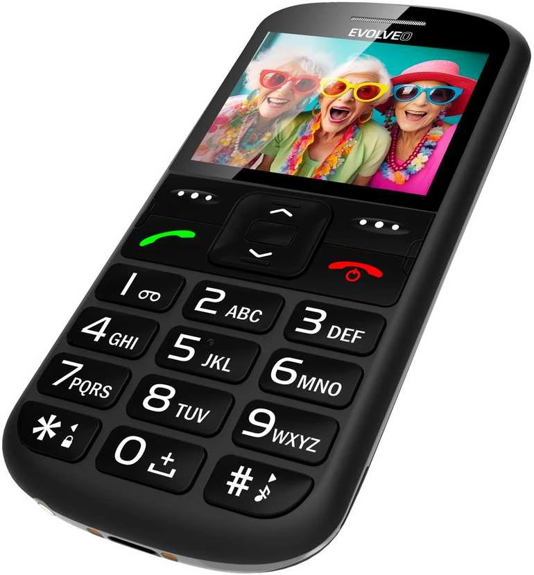 EVOLVEO EasyPhone XS, mobilusis telefonas senjorams, juodas