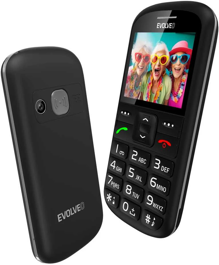 EVOLVEO EasyPhone XS, mobilusis telefonas senjorams, juodas