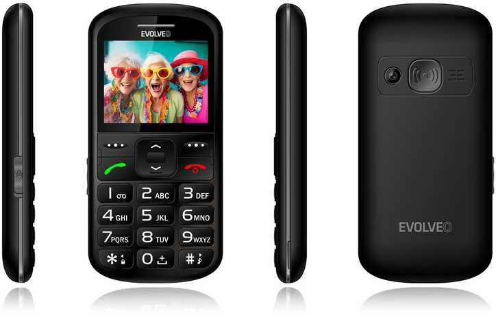 EVOLVEO EasyPhone XS, mobilusis telefonas senjorams, juodas