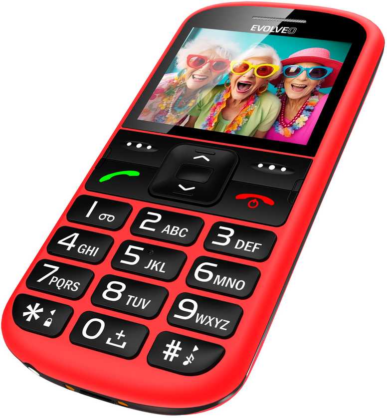 EVOLVEO EasyPhone XS, mobilusis telefonas senjorams, raudonas