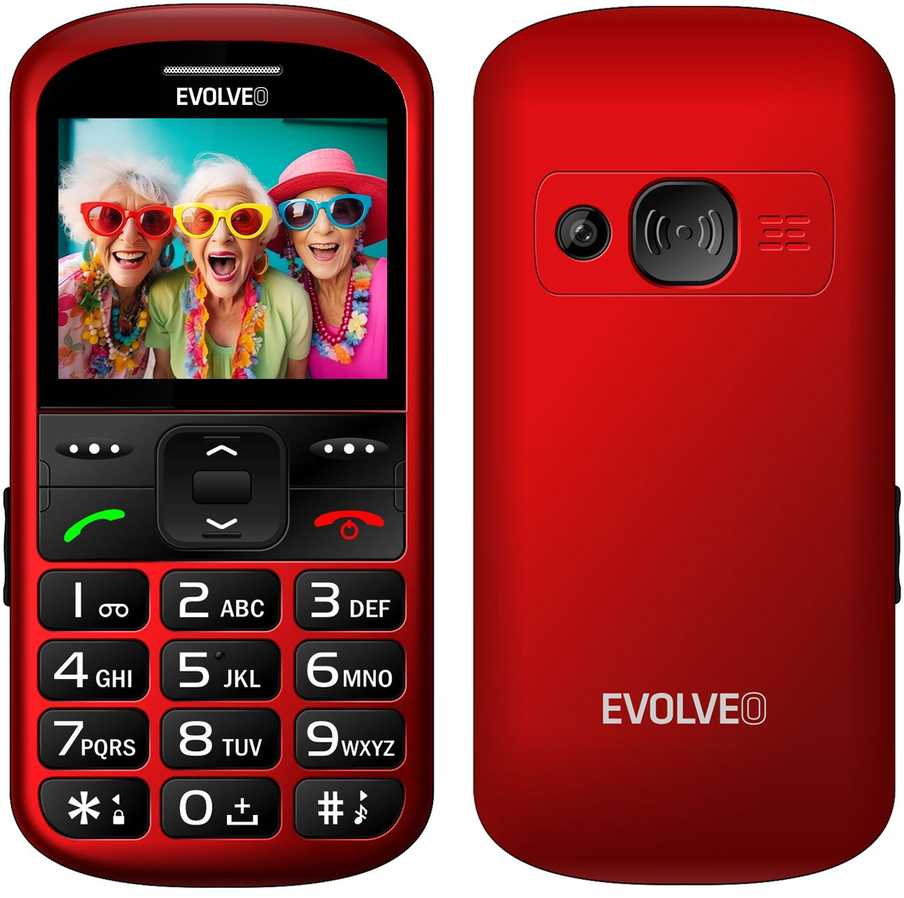 EVOLVEO EasyPhone XS, mobilusis telefonas senjorams, raudonas
