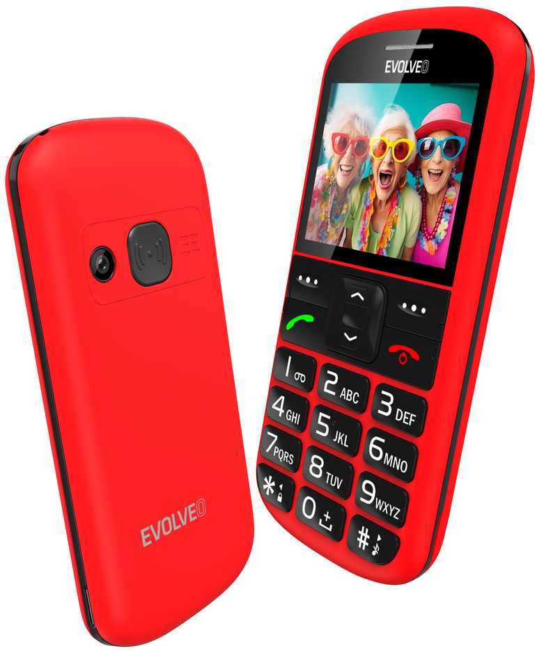 EVOLVEO EasyPhone XS, mobilusis telefonas senjorams, raudonas