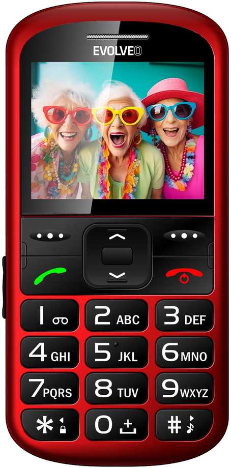 EVOLVEO EasyPhone XS, mobilusis telefonas senjorams, raudonas