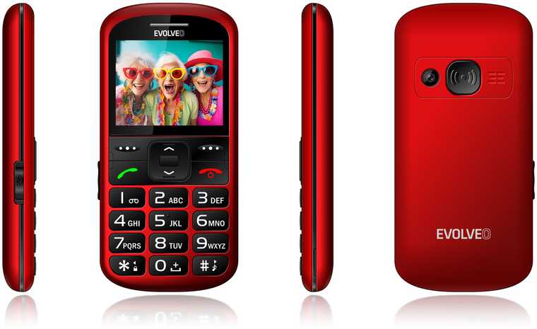 EVOLVEO EasyPhone XS, mobilusis telefonas senjorams, raudonas