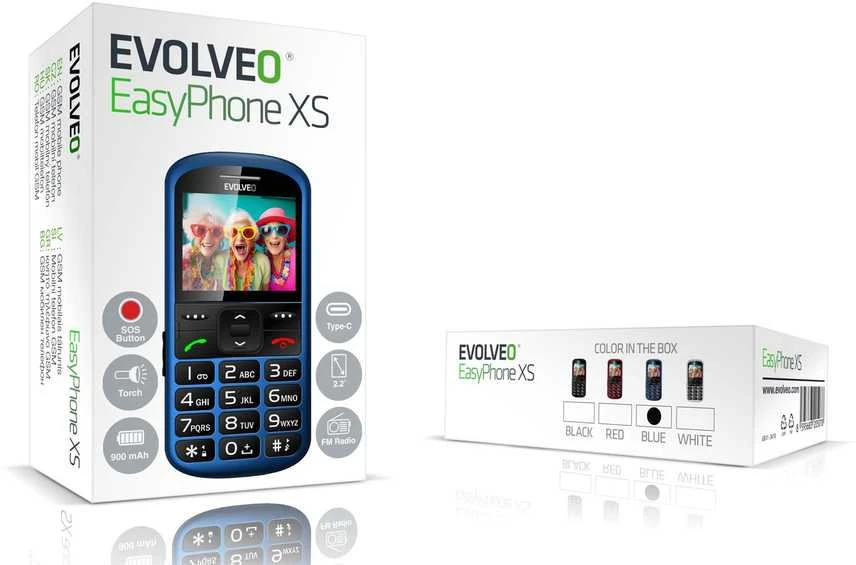 EVOLVEO EasyPhone XS, mobilusis telefonas senjorams, mėlynas