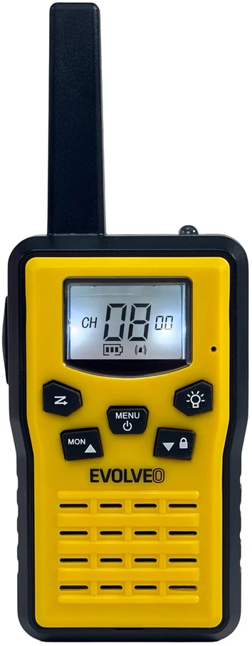 EVOLVEO FreeTalk 2W, PMR radio with 0.5 and 2W output power, yellow and juodas