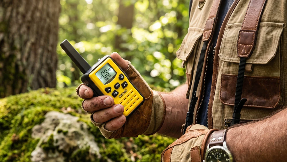EVOLVEO FreeTalk 2W, PMR radio with 0.5 and 2W output power, yellow and juodas