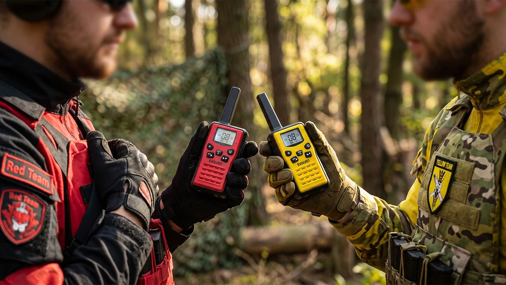 EVOLVEO FreeTalk 2W, PMR radio with 0.5 and 2W output, red and juodas