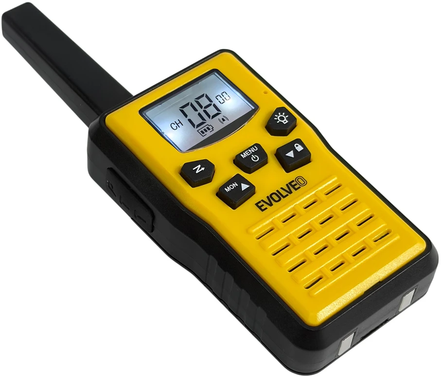 EVOLVEO FreeTalk 2W, PMR radio with 0.5 and 2W output power, yellow and juodas