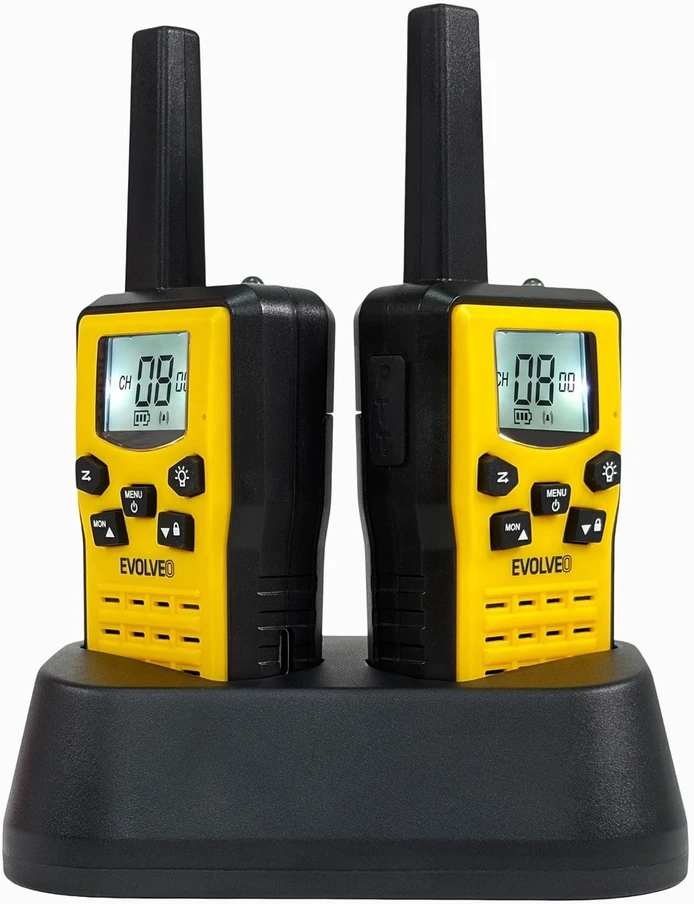 EVOLVEO FreeTalk 2W, PMR radio with 0.5 and 2W output power, yellow and juodas