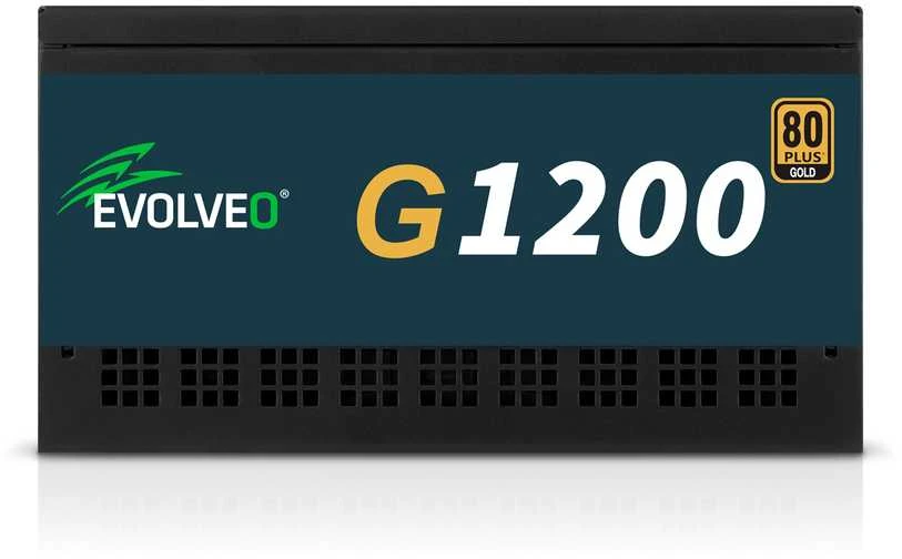 EVOLVEO G1200, 1200 W maitinimo šaltinis, 80+ GOLD, ATX 3.1, aPFC, 140 mm ventiliatorius, pilnai modulinis, 3 metų garantija, juodas