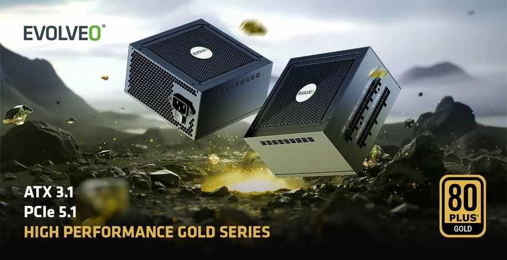 EVOLVEO G650 maitinimo šaltinis 650 W, 80+ GOLD, ATX 3.1, aPFC, 140 mm ventiliatorius