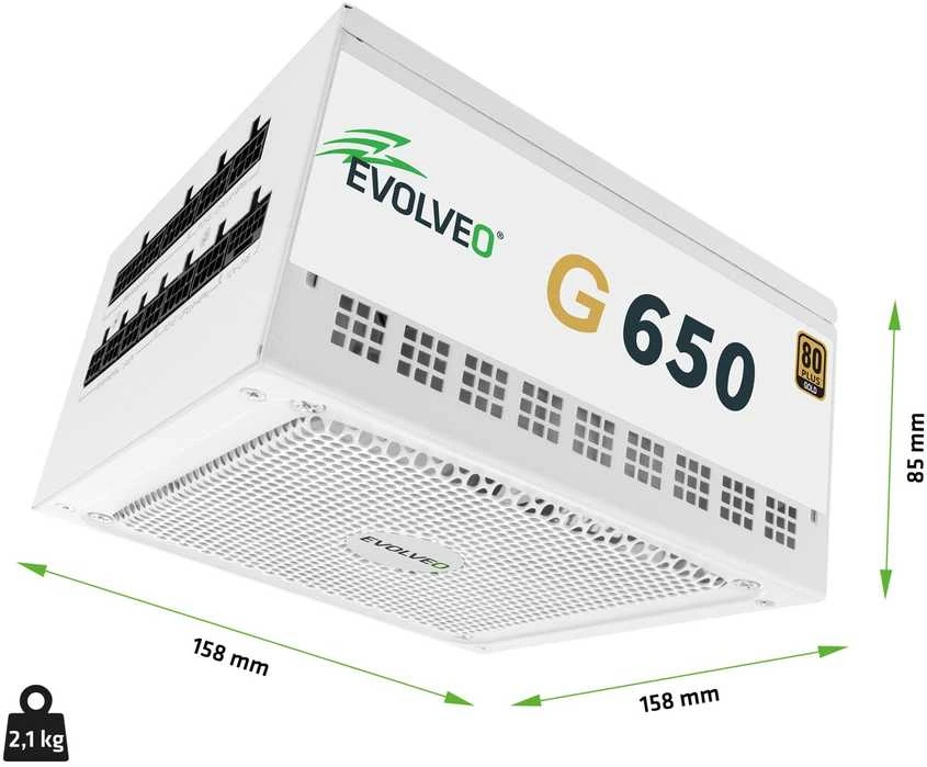 Maitinimo šaltinis Evolveo G650 650W 80 GOLD ATX 3.1 Baltas (G650-WH)