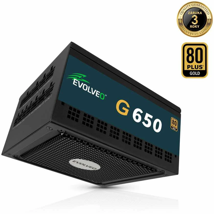 EVOLVEO G650 maitinimo šaltinis 650 W, 80+ GOLD, ATX 3.1, aPFC, 140 mm ventiliatorius